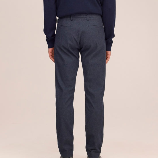 Theo Melange Twill Slim Fit Trousers Deep Navy