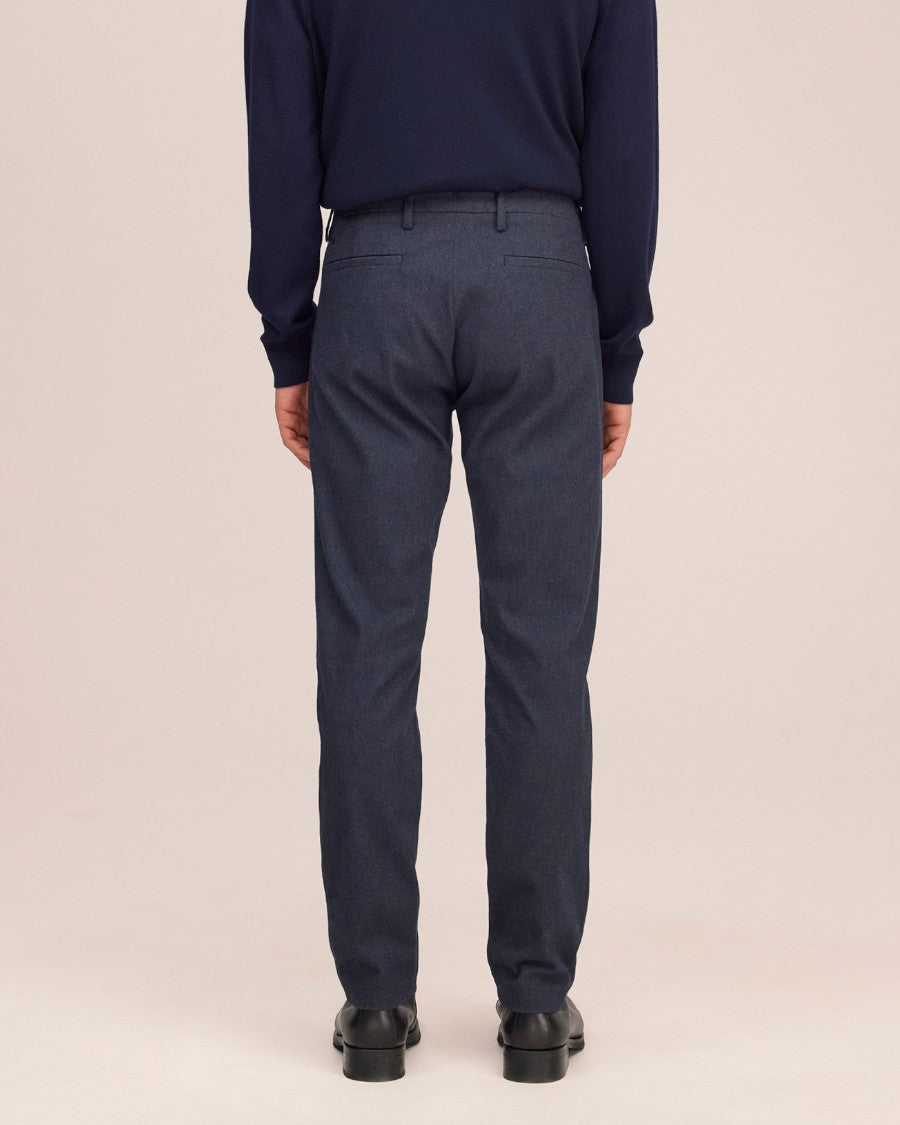 Theo Melange Twill Slim Fit Trousers Deep Navy