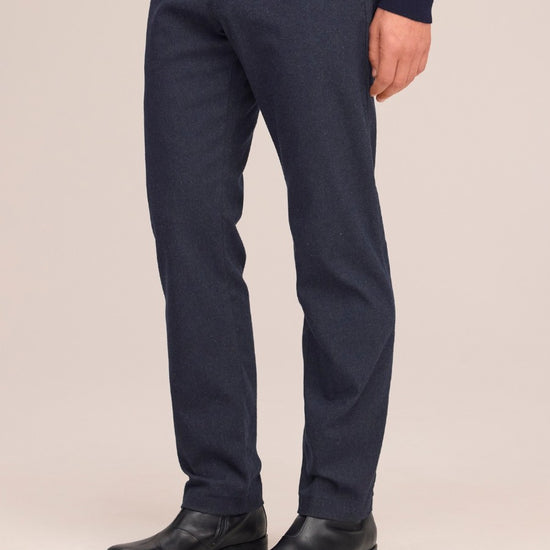 Theo Melange Twill Slim Fit Trousers Deep Navy