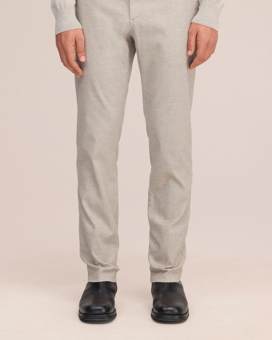 Theo Melange Twill Slim Fit Trousers Cement
