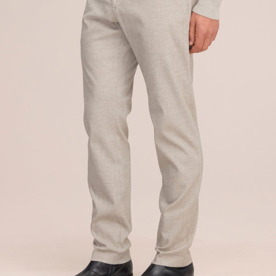 Theo Melange Twill Slim Fit Trousers Cement