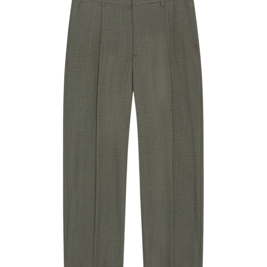 Kay Relaxed Fit Pleated Trousers Green Check