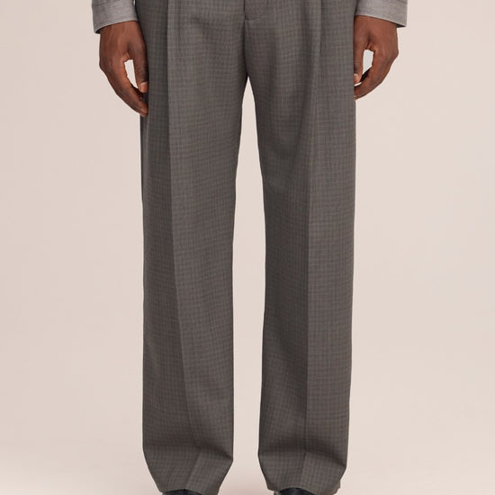 Kay Relaxed Fit Pleated Trousers Green Check