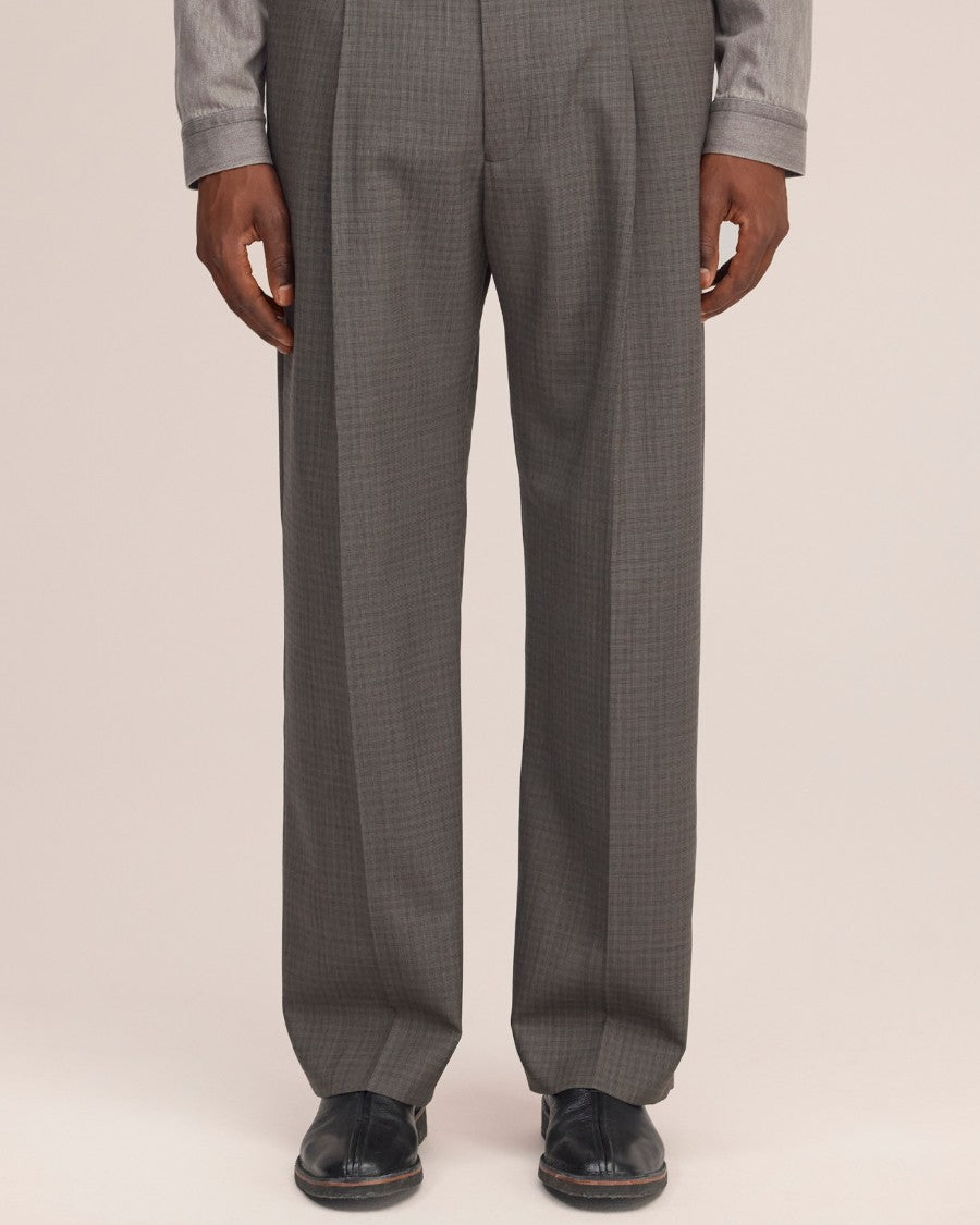Kay Relaxed Fit Pleated Trousers Green Check