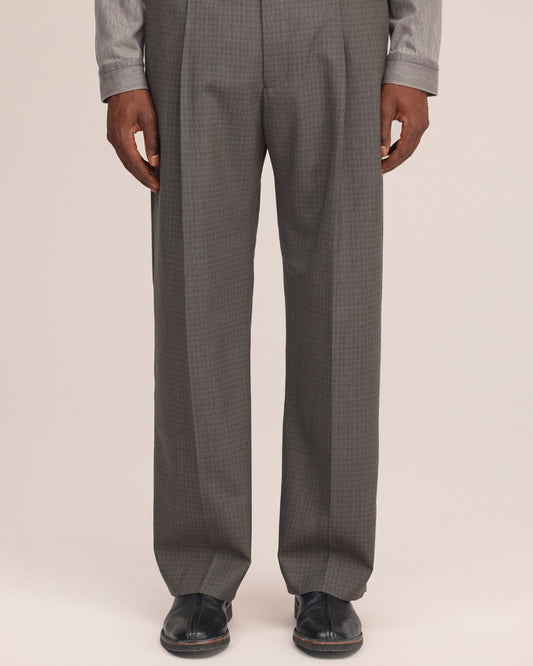 Kay Relaxed Fit Pleated Trousers Green Check