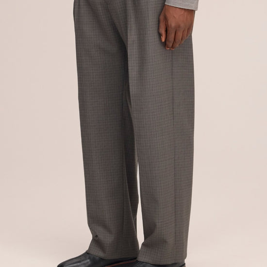 Kay Relaxed Fit Pleated Trousers Green Check