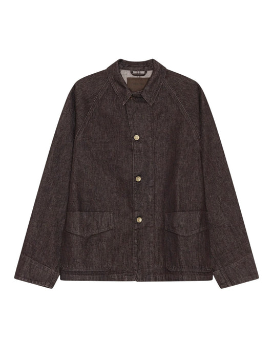 Aiko Cotton Relaxed Fit Overshirt Dark Brown Melange