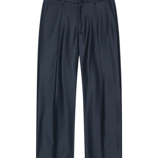 Kay Twill Flannel Relaxed Fit Pleated Trousers Deep Navy