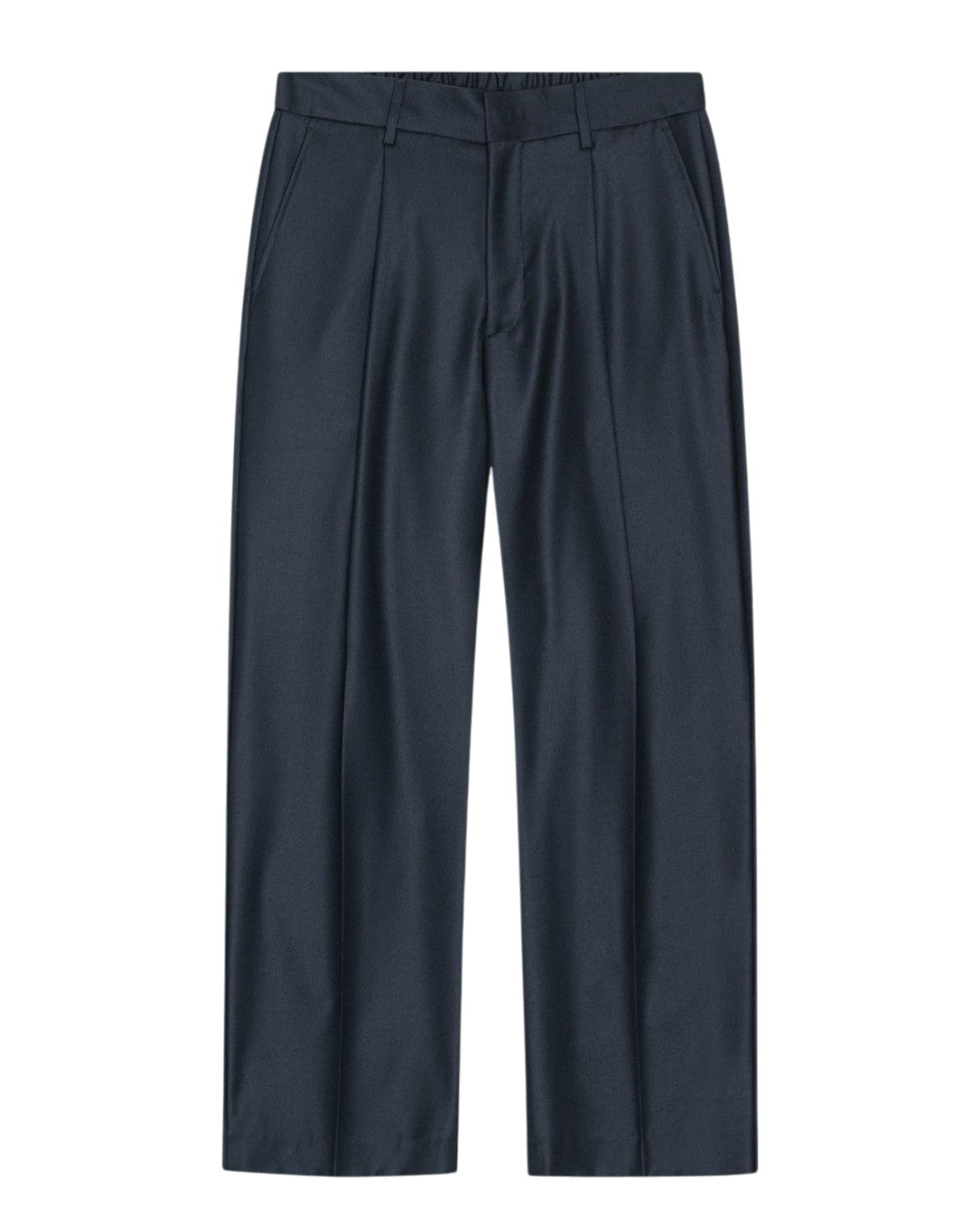 Kay Twill Flannel Relaxed Fit Pleated Trousers Deep Navy