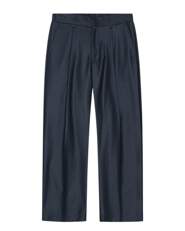 Kay Twill Flannel Relaxed Fit Pleated Trousers Deep Navy
