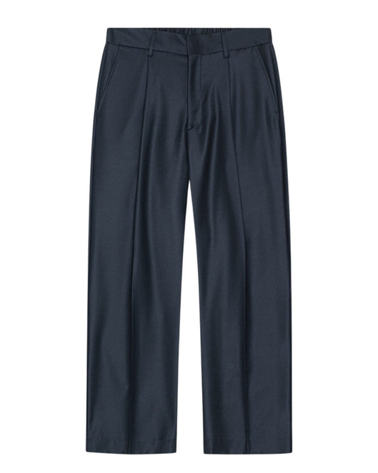 Kay Twill Flannel Relaxed Fit Pleated Trousers Deep Navy