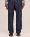 Kay Twill Flannel Relaxed Fit Pleated Trousers Deep Navy