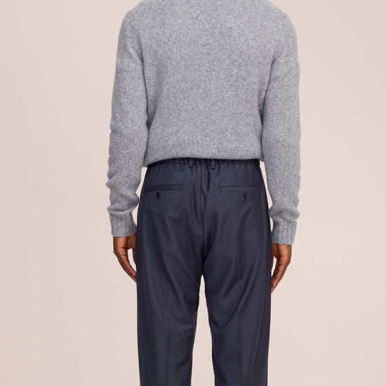 Kay Twill Flannel Relaxed Fit Pleated Trousers Deep Navy
