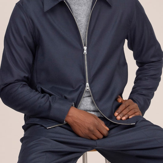 Alban Wool Blend Regular Fit Overshirt Deep Navy