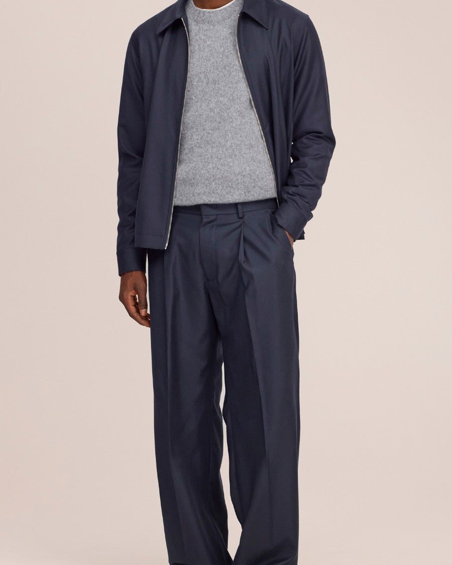 Alban Wool Blend Regular Fit Overshirt Deep Navy