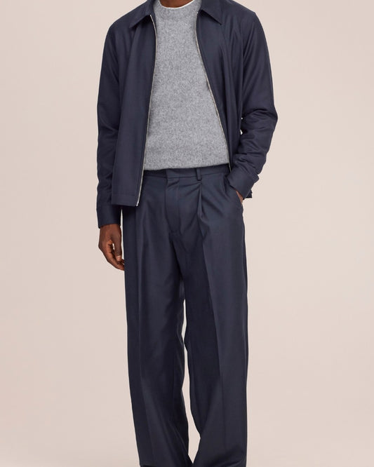 Alban Wool Blend Regular Fit Overshirt Deep Navy