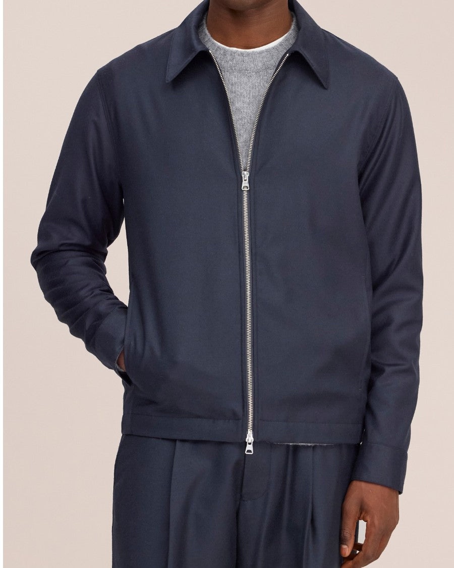 Alban Wool Blend Regular Fit Overshirt Deep Navy