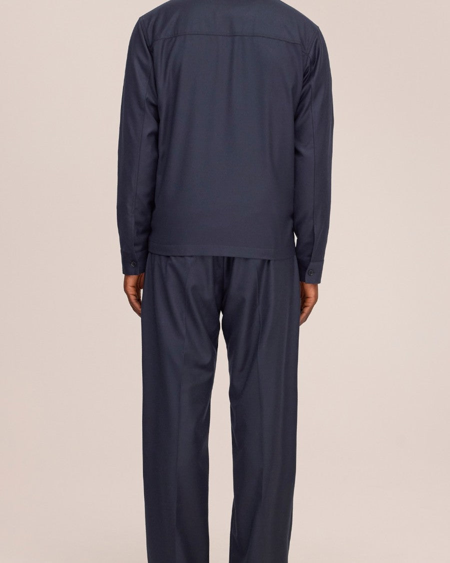 Alban Wool Blend Regular Fit Overshirt Deep Navy