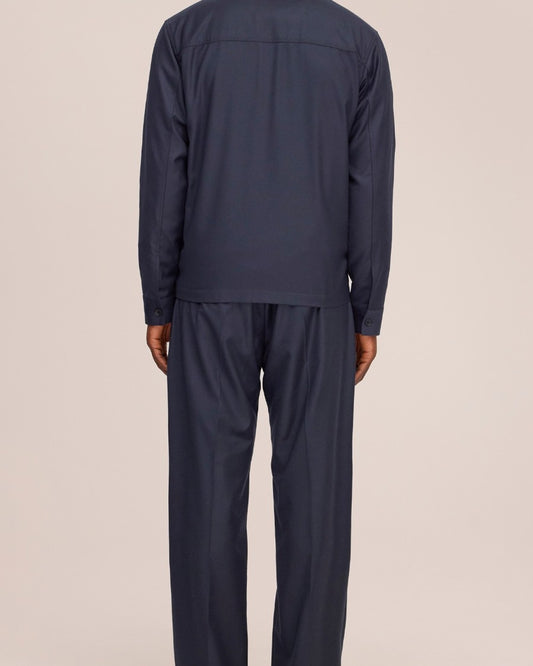 Alban Wool Blend Regular Fit Overshirt Deep Navy