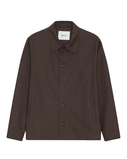 Zander Washable Wool Blend Regular Fit Overshirt Deep Truffle