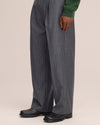 Kay Twill Flannel Relaxed Fit Pleated Trousers Grey Stripe