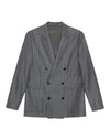 Jordin Brushed Wool Twill Flannel Relaxed Fit Double Breasted Vest Grey Str