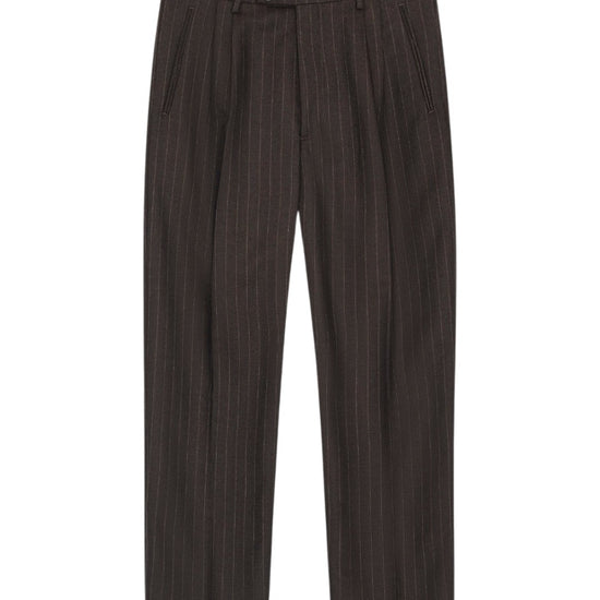 Robin Twill Relaxed Fit Double Pleated Pinstripe Trousers Brown Stripe