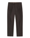 Robin Twill Relaxed Fit Double Pleated Pinstripe Trousers Brown Stripe