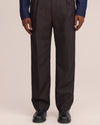 Robin Twill Relaxed Fit Double Pleated Pinstripe Trousers Brown Stripe