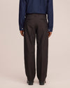 Robin Twill Relaxed Fit Double Pleated Pinstripe Trousers Brown Stripe