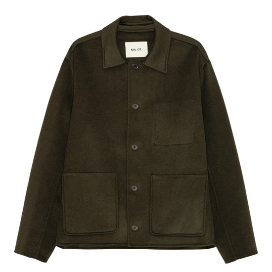 Morgan Brushed Wool Regular Fit Overshirt Dark Army