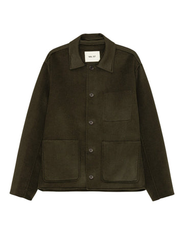 Morgan Brushed Wool Regular Fit Overshirt Dark Army