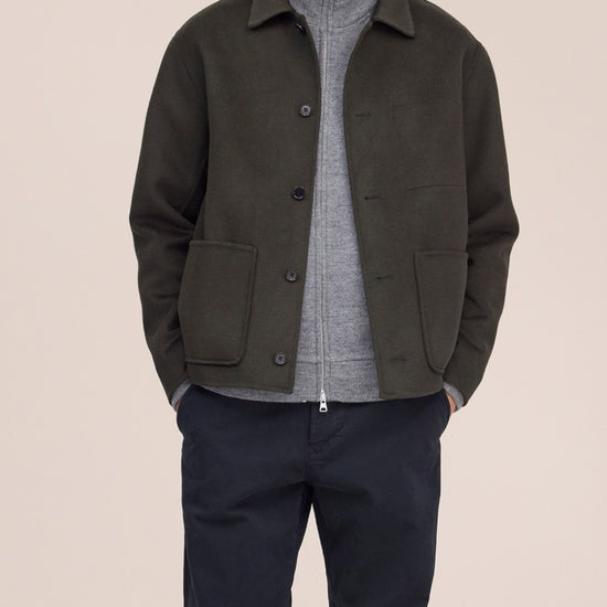 Morgan Brushed Wool Regular Fit Overshirt Dark Army