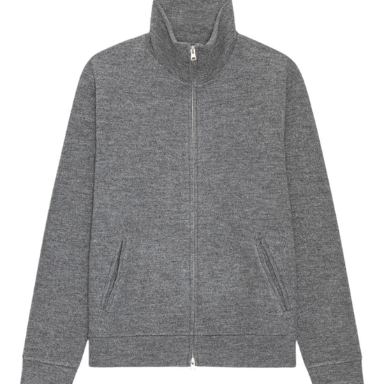 Boiled Merino Wool Full Zip Overshirt Dark Grey Melange