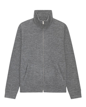 Boiled Merino Wool Full Zip Overshirt Dark Grey Melange