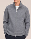 Boiled Merino Wool Full Zip Overshirt Dark Grey Melange