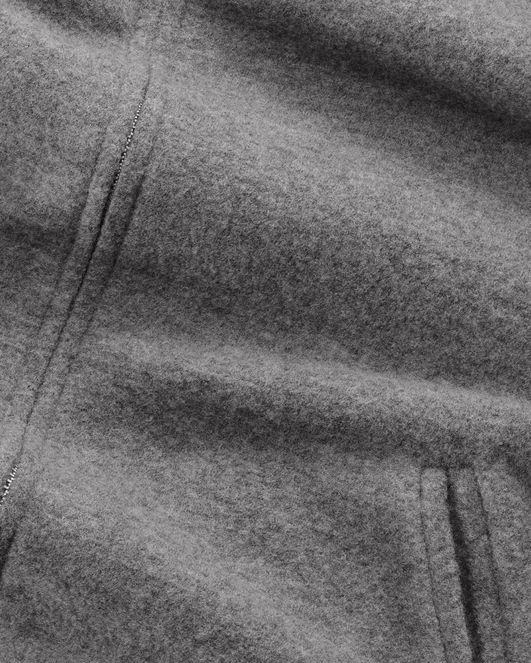 Boiled Merino Wool Full Zip Overshirt Dark Grey Melange