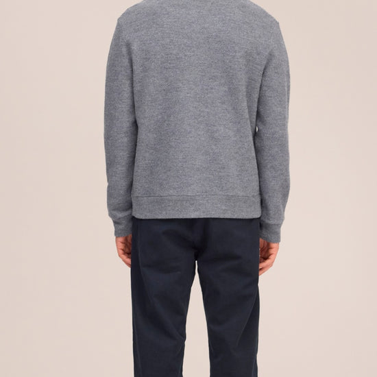 Boiled Merino Wool Full Zip Overshirt Dark Grey Melange