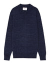 Emerson Polo Merino Wool Hidden Button Regular Fit Pullover Navy Blue