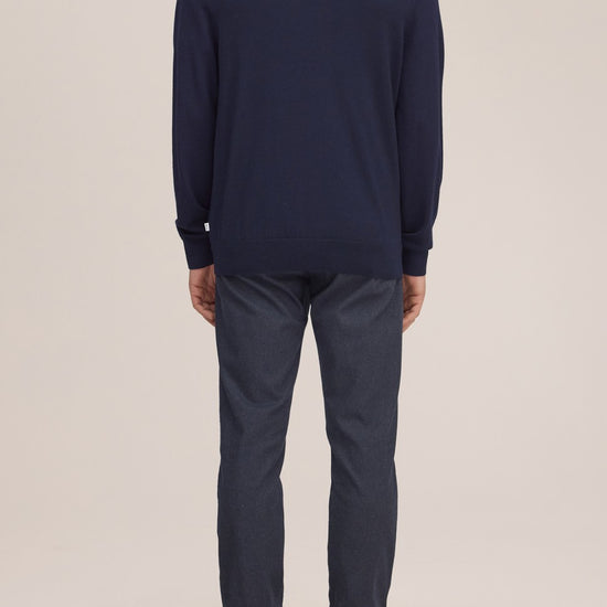 Emerson Polo Merino Wool Hidden Button Regular Fit Pullover Navy Blue