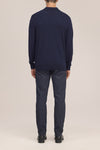 Emerson Polo Merino Wool Hidden Button Regular Fit Pullover Navy Blue