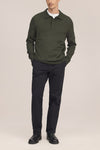 Emerson Polo Merino Wool Hidden Button Regular FIt Pullover Dark Army