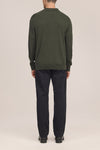 Emerson Polo Merino Wool Hidden Button Regular FIt Pullover Dark Army
