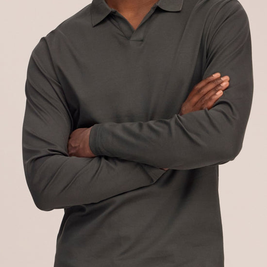 Emerson Polo Merino Wool Hidden Button Regular FIt Pullover Dark Army