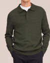Emerson Polo Merino Wool Hidden Button Regular FIt Pullover Dark Army