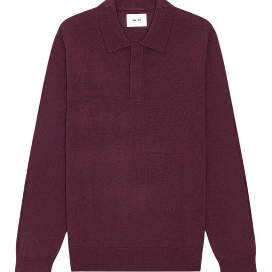 Emerson Polo Merino Wool Hidden Button Regular Fit Pullover Winetasting