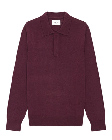 Emerson Polo Merino Wool Hidden Button Regular Fit Pullover Winetasting