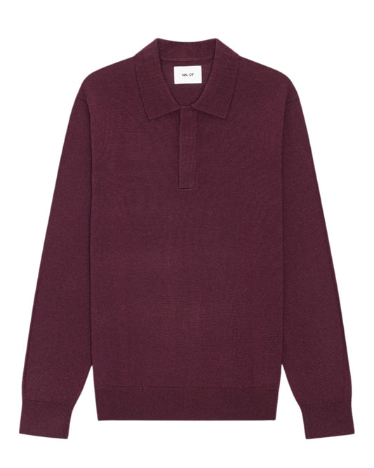 Emerson Polo Merino Wool Hidden Button Regular Fit Pullover Winetasting