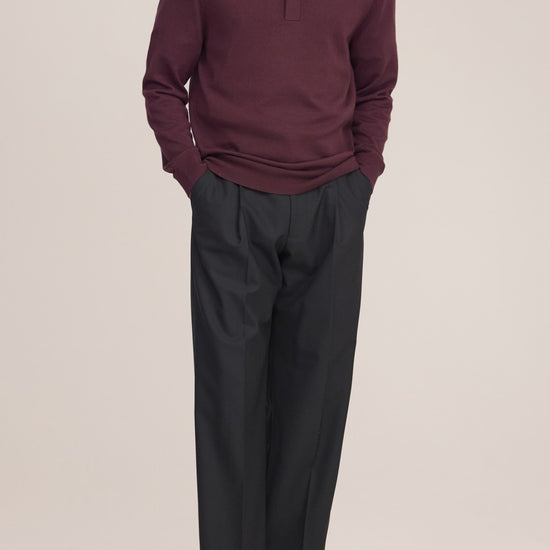 Emerson Polo Merino Wool Hidden Button Regular Fit Pullover Winetasting