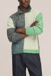 Erling Cable Alpaca Wool Blend Cable Knit Pullover Green Check